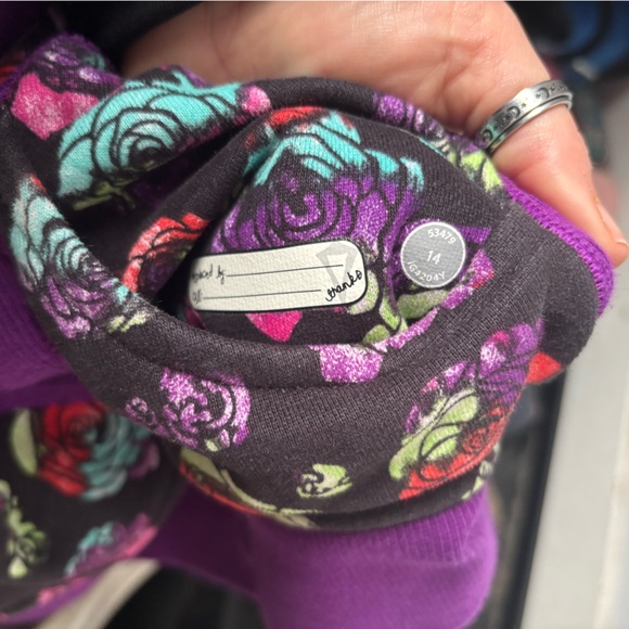 Ivivva (kids Lululemon) zip up sweater remix hoodie sz 14 youth purple floral - Picture 3 of 4